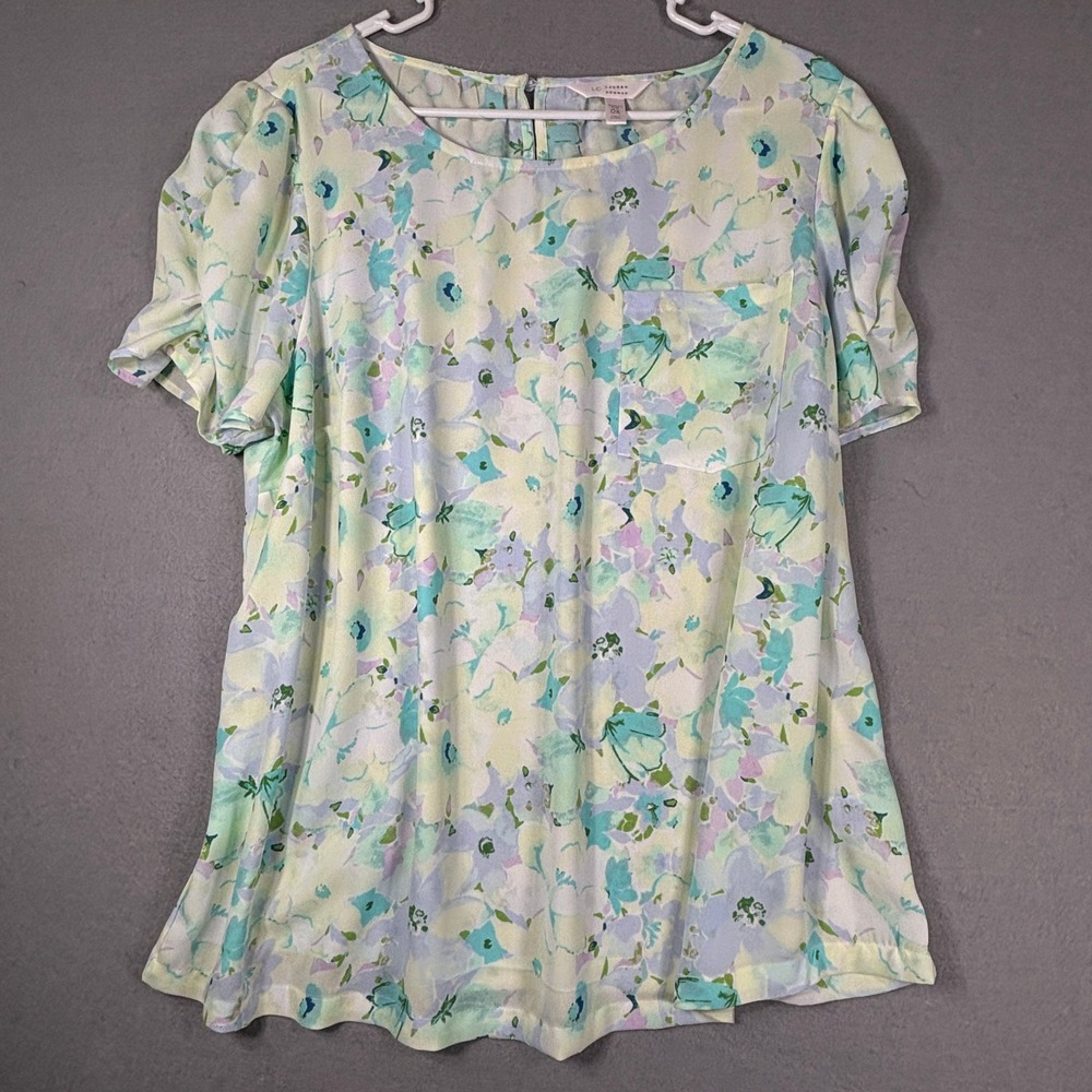 Lauren Conrad Feminine Pastel Floral‎ Top Blouse Women 0X Cottage Boho Romantic